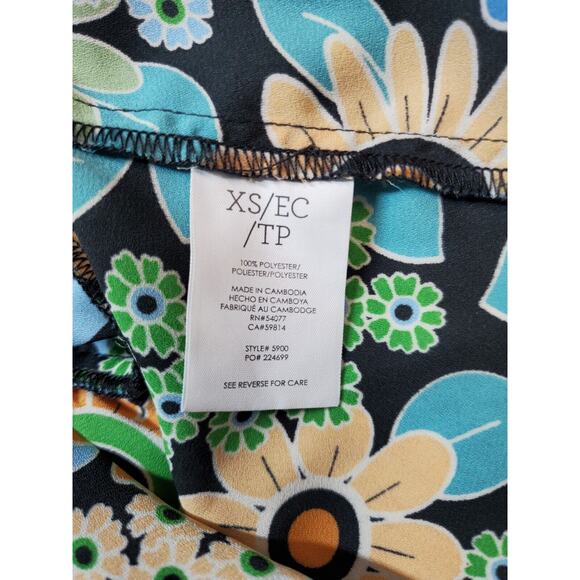 Cabi Womens Happy Top‎ Xs Retro Floral Bohemian Lightweight Peplum Flowers - Picture 8 of 12